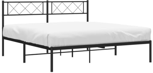 vidaXL Sängram med huvudgavel metall svart 160x200 cm, säng, metallsäng, metall sängram, sängar, metallsängar, metall sängramar, gästsäng, gästsängar