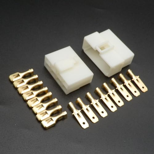 8Pcs Electrical Multi Plug Connector Terminal Block Kit - 6.3mm 6 Way Pin Socket Male&Female for Motorcycle, Bike, Car, Boats