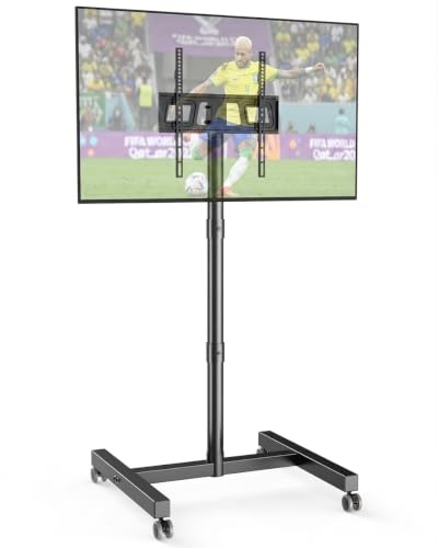 FORGING MOUNT Mobil TV-stativ på hjul för 23-60 tum LCD LED OLED platt böjd skärm, rullande höjdjusterbar TV-vagn, rymmer upp till 40 kg, bärbart golvstativ max VESA 400 x 400 mm