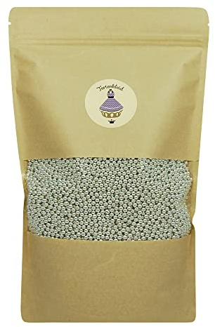 Zuckerpapier24® Tortenkleid® Zuckerperlen 4mm SILBER, Tortendekoration, Backzubehör, essbare Perlen; 100g Packung [04110100]