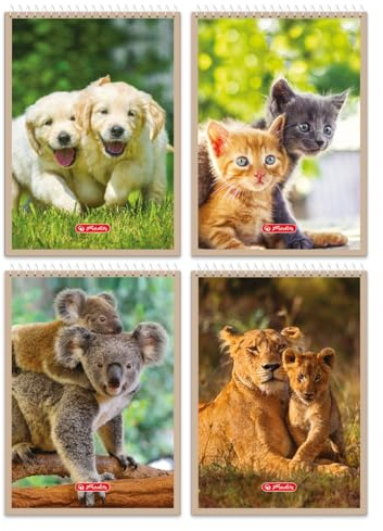 Herlitz® Collegeblock A7 40 Kariert Animals Blatt | Spiralblatt für Kinder | Kindernotizen | Softcover | Ideal für Notizen zur Schule Büro | Design