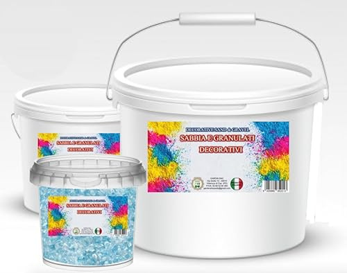 Generico Sassi Decorativi per Vasi 0,8-1,2 cm Ciottoli per Giardino Assortiti – Granulato di Marmo per Piante, Paesaggistica, Casa e Giardini - Pietre Acquario (VETRO AZZURRO, 2 Kg)