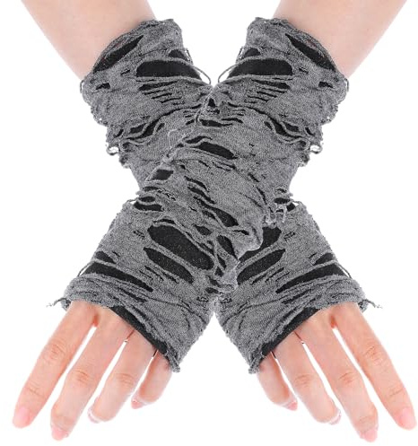 Dimeho 1 Paar Fingerlose Handschuhe Spinnennetz Punkhandschuhe Schwarze Fingerlos Armwärmer Zerrissene Handschuhe für Halloween Cosplay Karneval Thema Party Kostümparty Zubehör | Fingerlos Armwärmer, Zerrissene Handschuhe, für Halloween Cosplay, Karneval Thema Party, Kostümparty Zubehör