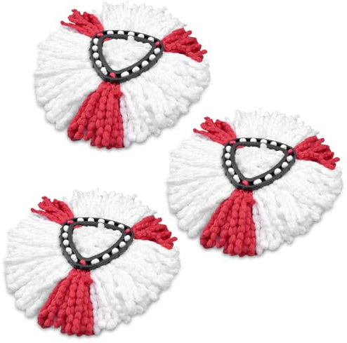 Chiluxendo 3 Piezas Recambio Mopa, Recambio Fregona, Cabezales de Repuesto para Fregona, Recambios Fregona Microfibra, Cabezas de Fregona de Repuesto, Cabezal de Fregona para Suelos(Rojo & Blanco)