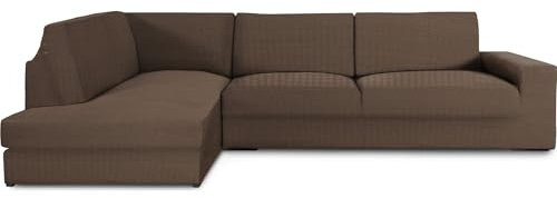 ECOMMERC3 | Copridivano Chaiselongue bracciolo sinistro con schienale super elastico - Copridivano con chaise longue, marrone protettivo traspirante, con schiuma e gomma, valida destra o sinistra