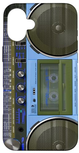Boombox Throwback Music Stereo Ghettoblaster, Blau Hülle für iPhone 16 Plus