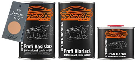 TRISTARcolor Autolack Set Dose spritzfertig für Porsche M1T Luxorbeige Metallic Basislack + 2K Klarlack 2,5L