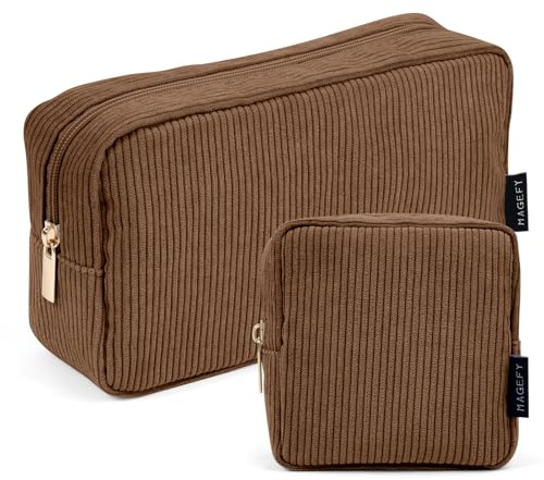 MAGEFY Kosmetiktasche Kleine Make up Tasche für Handtasche, Cord Schminktasche Damen mit Fächern Reise Makeup Tasche für Frauen