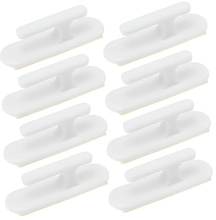 TOPBATHY Curtains Rope Cleat Hooks and Window Cord Cleats, Self-Adhesive White Plastic Blind Cord Holders for Safety and Organization, 8pcs Set for Blinds and Windows