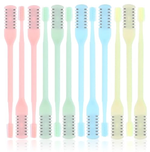 JAWUZ 12 Piezas Recortador De Vello De Nariz 2 En 1,Cuchillo De Vello De Nariz De Doble Cara,Recortador De Nariz Giratorio Manual De 360° (5 Colores)