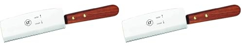 Bron Coucke LOUIS TELLIER - Couteau à Raclette en acier inoxydable - Couteau spécial raclette métal et bois - 24,5 x 1,5 x 4,5 cm - Côté coupe et côté raclette - Fabriqué en France (Lot de 2)