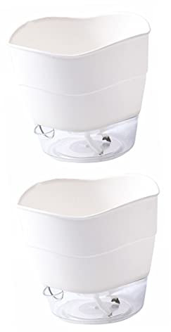 Toddmomy Pot de Fleurs à Arrosage Automatique Rond Blanc en Plastique 2pcs