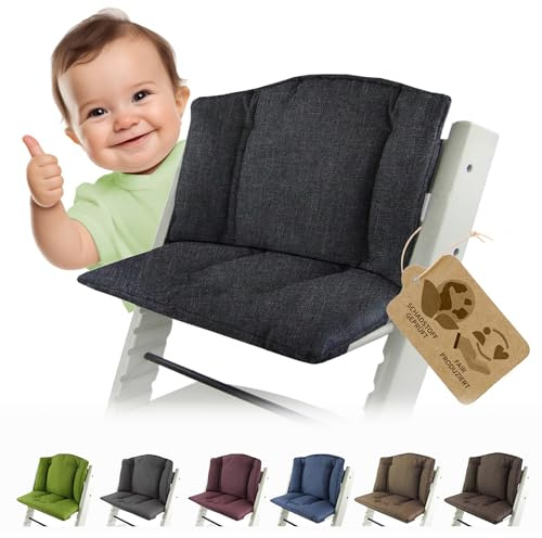 Ersatzbezug Sitzkissen kompatibel mit Stokke Tripp Trapp (meliert schwarz) | Bezug Kissen-Set Sitzverkleinerer, Mod. 1