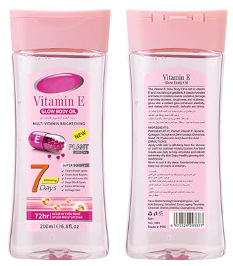 Huile en Gel à la Vitamine B3 - Hydratation Intense et Éclat Immédiat pour Peaux Sèches, Soin Quotidien Corps et Visage, Idéale pour Massage (#7, 200ml)