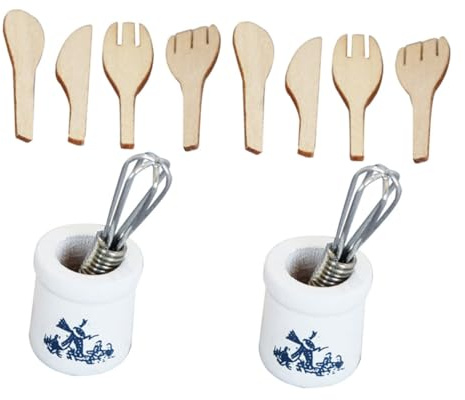 Mikinona 2 Ensembles Ustensiles de Cuisine Miniatures avec Seau pour Décoration Maison de Poupée Accessoires et Interactifs pour Cuisine Miniature Kit Complet pour Jeu Éducatif