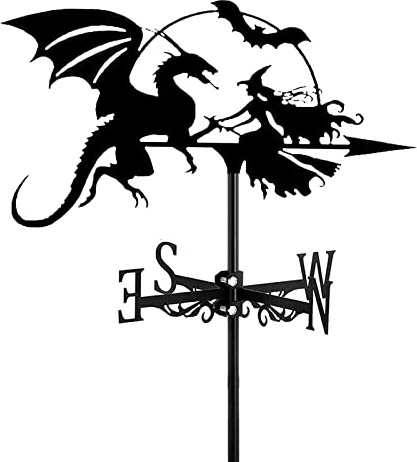 Veleta de Techo de Bruja Voladora Kit de Indicadores de Dirección de Acero Inoxidable Herramientas de Medición Escena de Granja Bruja Voladora
