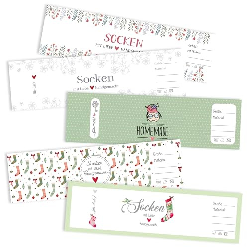 Frida's Wollhaus Sockenbanderole Sockenetikett im Set Häkeln Stricken Geschenk Verpacken