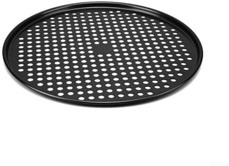 Teglia per pizza perforata ispessita per cottura in forno per pizze al formaggio che fornisce calore e flusso d'aria costanti per risultati croccanti (nero)