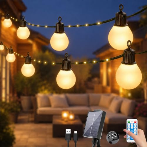 Liyade G40 Solar-Lichterkette 10 m, 20 Birnen, USB, dimmbar