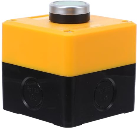 HEALSOPTHY Scatola Interruttore a Pulsante Industriale Pulsante Momentaneo Autoripristinante, Custodia Resistente Agli Urti Gialla 2,83x2,83 Pollici per Controllo Macchinari Officina