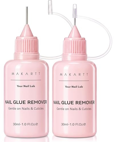 Makartt Dissolvant Colle Ongles 30ml x2, Dissolvant Doux avec Embout Précis, Pour Faux Ongles et Capsules, Retrait Facile sans Trempage, Format Économique