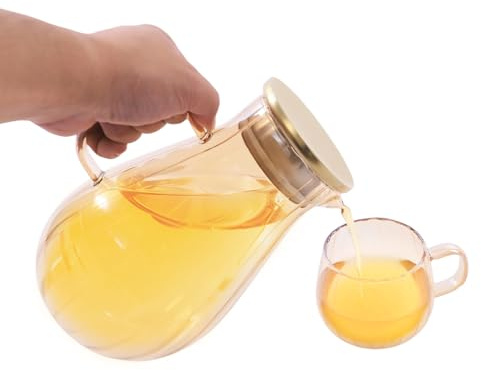 Vattenkaraff-set borosilikatglas vattenkaraffer set för kallt och varmt vatten, kallvattenflaskor, set med 4 koppar och 1 ram glas för iste varmt kallt vatten mjölk kaffe vin 1 500 ml