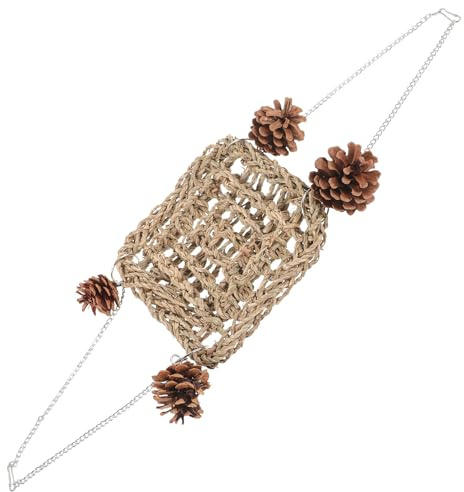 SHINEOFI Hamaca para Pájaros Colgante de Paja y Piña, Juguete Interactivo para Loros Cama Cómoda para Dormir, Adecuado para Decoración de Habitaciones de Mascotas