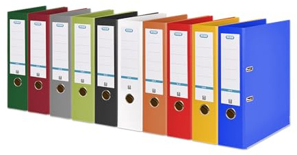 Elba Premium Akten-Ordner A4, smart Pro plus, 8 cm schmal, Kunststoff Ordner, Zufalls-Farben, 10 Stück