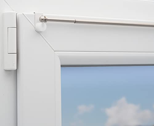 Gardinenstange Eleganz, ausziehbar, nickel matt, inkl. Fensterhaken/Befestigung für einen Klemmbereich 15-20 mm (40-60 cm ausziehbar, nickel matt)