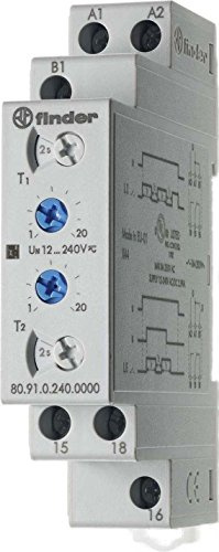Finder 809102400000PAS Multifunktions-Zeitrelais, asymmetrischer Taktgeber, RT I, 16 A, 12-240 VAC/DC, 0,1 s - 24 Std.