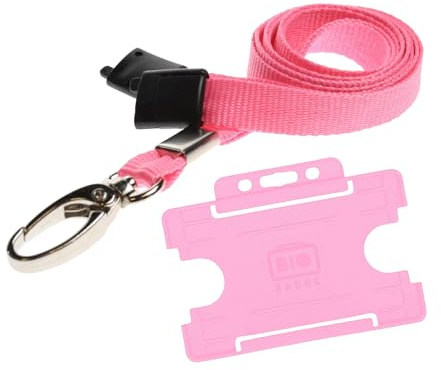 Customcard Ltd Lobster Clip Lanyard with Card Holder - Yellow Quick Release Lanyards for Neck - Ideal for Office, Work, Staff, ID Card Access - Sturdy Material, Comfortable to Wear - (Pink)