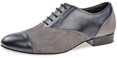 Diamant Hommes Chaussures de Danse 077-025-455 - Cuir/Suède Bleu/Gris - Large - 2 cm Standard