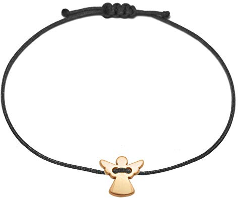 Selfmade Jewelry Armband Damen Roségold Schutzengel Größenverstelllbares Makramee Armbändchen mit Engelchen Inkl. Geschenk-Verpackung