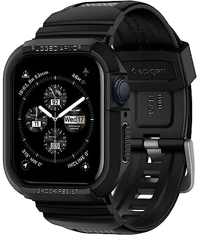 Spigen Rugged Armor Pro Compatible with Apple Watch Case with Band Series 9/8/7 (45mm) and Series 6/SE/5/4 (44mm) - Black