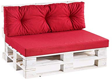 Gutekissen® Palettenkissen Palettenauflagen PPF (Rückenlehne 120x40 gesteppt, Rot)
