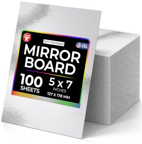 Hygloss Mirror Board Sheets, Silver 5x7 – 100 Pack | Reflective Craft Paper for School Projects, Signs & DIY Décor | Shiny, Durable Poster Board for Eye‑Catching Displays