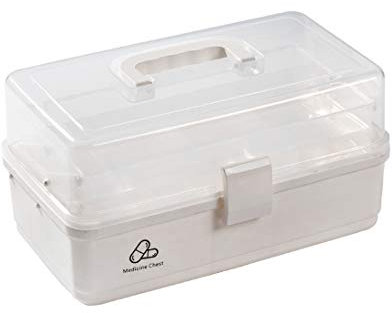 Dittzz Hausapotheke Box, Groß Medizinbox 3 Ebene Medizinkoffer Erste Hilfe Koffer Multifunktions Aufbewahrungsbox mit Tragegriff, 32 x 18 x 16cm
