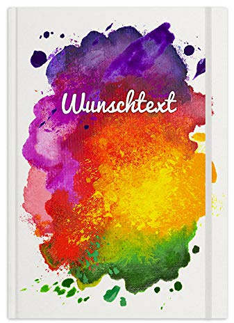 printplanet® - Notizbuch mit Name oder Text selbst gestalten - A4 Tagebuch personalisieren und bedrucken - Motiv: Colorpaint