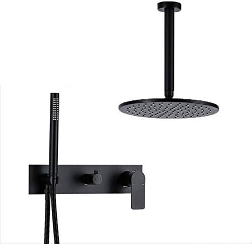 ZHCHL Juego De Ducha Negro, Montaje En Pared Grifo De Ducha Termostatico Cabeza De Ducha Y Ducha De Mano, para Bañera -Instalación Fácil