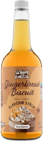 Skinny Food Co Gingerbread Syrup Zero Calorie 1L - Sugar Free Coffee Syrup | Zero calorie syrup for coffee, tea, hot chocolate, protein drinks, desserts and baking. Vegan, gluten-free and fat-free.