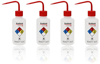 ULAB Safety Wash Bottles, 4pcs of Acetone Wide-Mouth Wash Bottles, LDPE Material, Vol.500ml, UWB1022