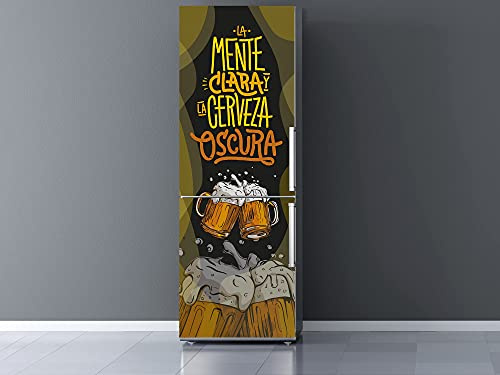 Oedim Vinilo Frigorífico Mente Clara Cerveza Oscura, vinilo decorativo para neveras, decoración para cocinas, pegatina nevera