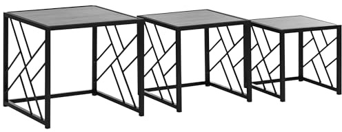 HOMCOM Nesting Coffee Tables, Nest of Tables, Set of 3, Grey