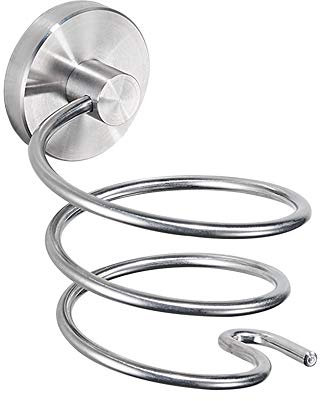 WOMAO Haartrocknerhalter Gebürsteter Wandmontage, Edelstahl Fönhalter Föhn Chrom Bad Kabelhalter Haartrockner Halterung Badezimmer Zubehör mit Haken