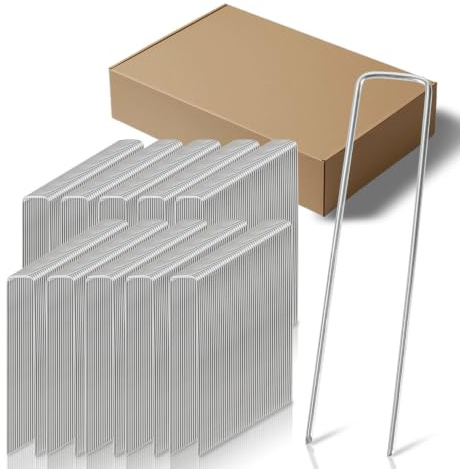 Randaco Ancoraggio a terra in zincato, 500 pezzi, picchetti stabili per erbacce, giardino, recinzione, giardino (150 x 25 mm, diametro 2,8 mm)