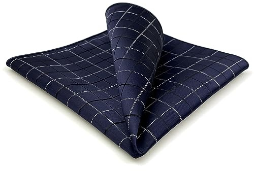 S&W SHLAX&WING Pañuelos de Bolsillo Cuadros para Hombres Azul Marino Blanco Negro para Trajes