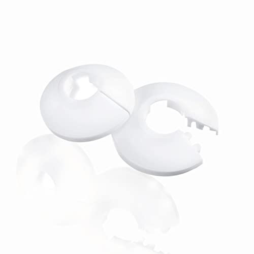 Plastic Radiator Pipe Collars - 2 White Covers for 15mm Pipe