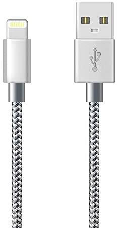 iPhone Charger Cable Lightning Cable [Apple MFi Certified] (Grey) Charging USB Syncing Data Nylon Braided Cord Compatible with iPhone 14/13/12/11 Pro Max/XS MAX/XR/XS/X/8/7/Plus/6S/6/SE/5S (2M)