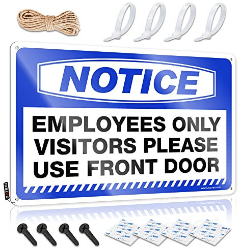 Cool Room Accessories for Teens Boys Notice Employees Only Visitors Please Use Front Door Tin Sign Decor for Man Cave Sarcastic Signs (Size : 30X40CM)