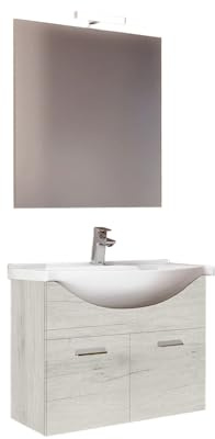 Mama Store EBE 80, 2 Ante 80 cm, Legno, Quercia Bianco, L. 81 X P. 50 X H. 53 CM